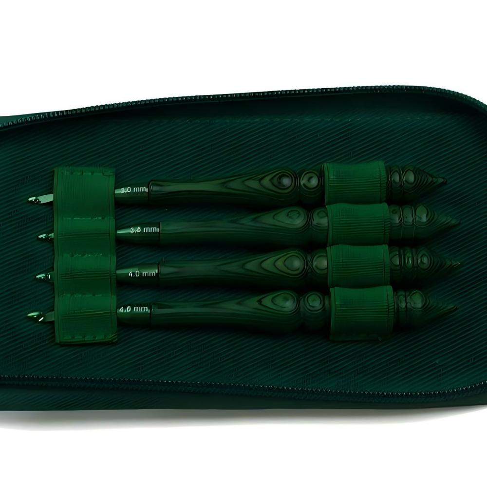 Wooden Crochet Hooks Ergonomic Handle - 녹색 합성 나무 손잡이가 달린 8개