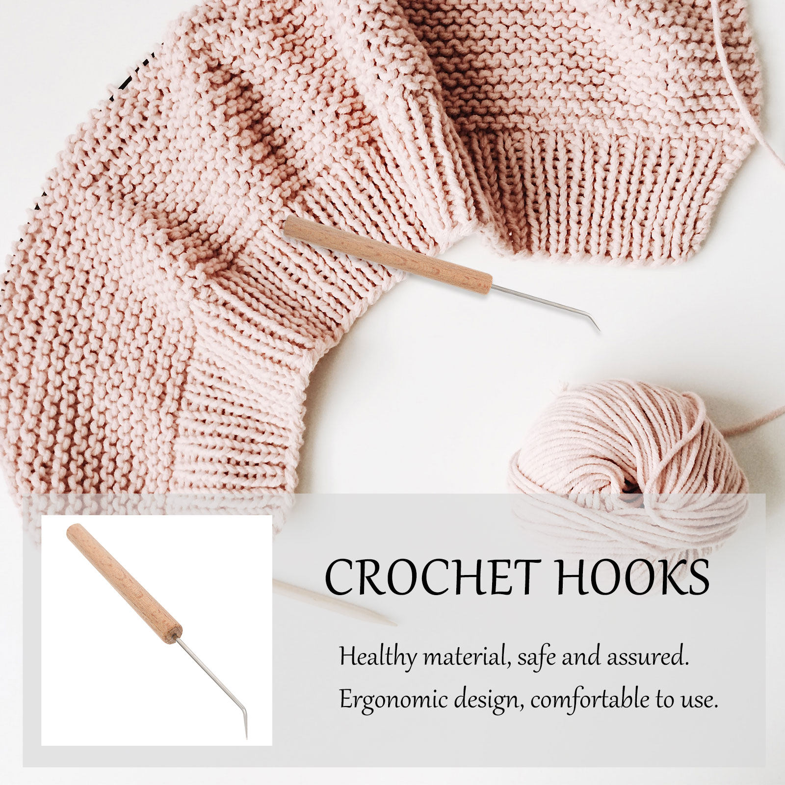 Wooden Crochet Hooks Ergonomic Handle - 1개입, 나무 손잡이가 달린 인체공학적 디자인의