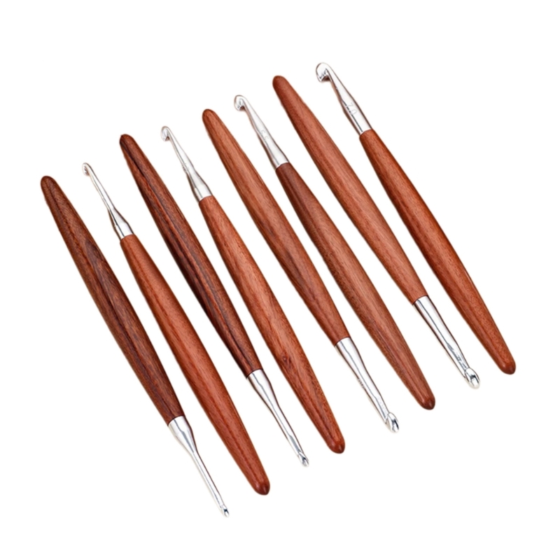 Wooden Crochet Hooks Ergonomic Handle - F68E 8Pcs 나무 손잡이 크로 셰