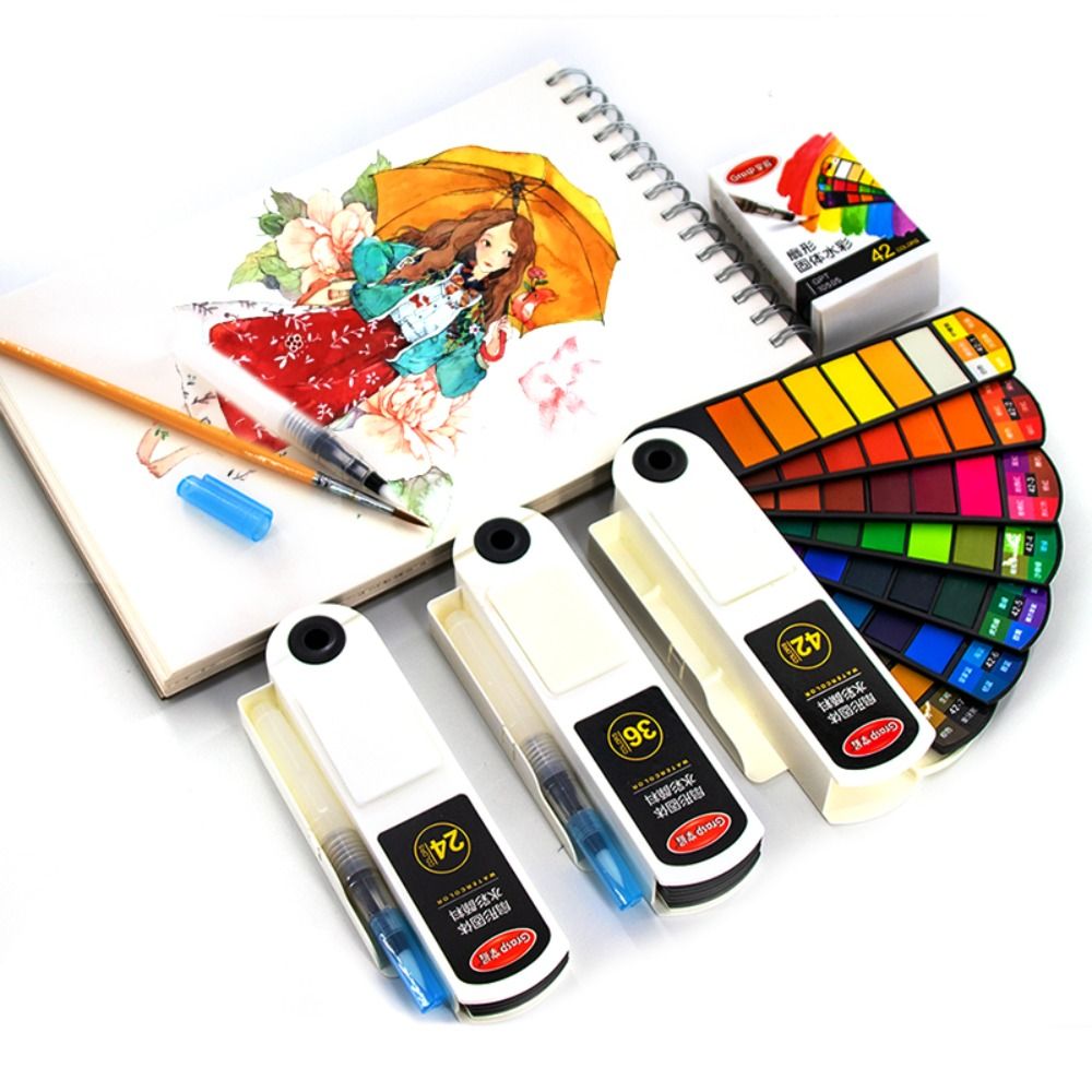 접이식 수채 물감 세트, 18/24/36/42색, 고체 - Watercolor Paint Set Solid Pigment 리뷰 및 가격