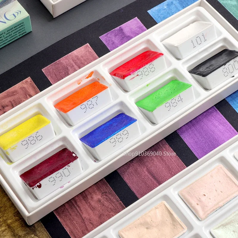 화이트 나이트 마스터 솔리드 수채화 안료 8 색 진주  - Watercolor Paint Set Solid Pigment 리뷰 및 가격